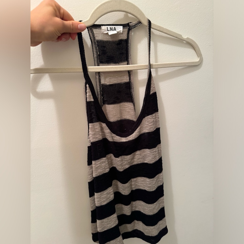 LNA Black and Gray Striped Tank Top
